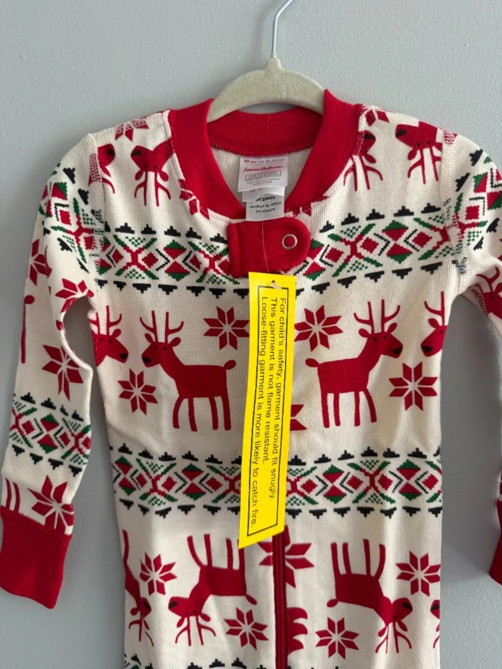 Hanna Andersson Baby Holiday Zip Sleeper in Dear Deer 18-24M